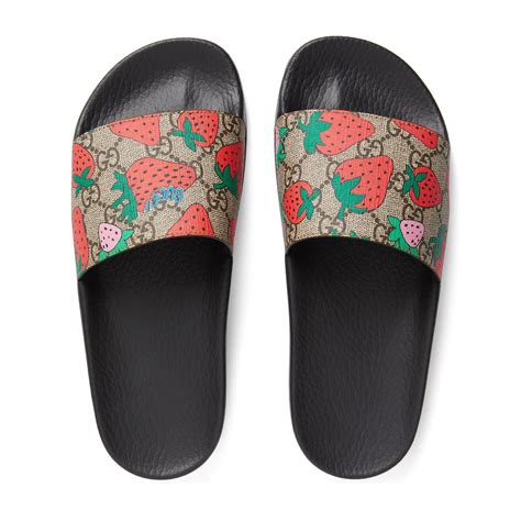 floral womens gucci slides|Gucci slides with strawberry.